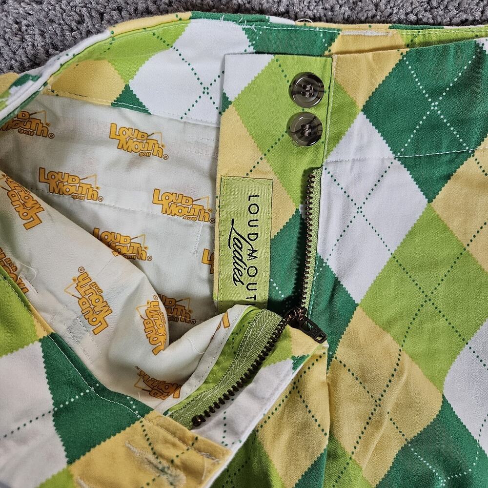 Loudmouth Shorts Womens 0 Kelly Green Argyle Golf A Tisket A Tasket Preppy - Picture 4 of 12